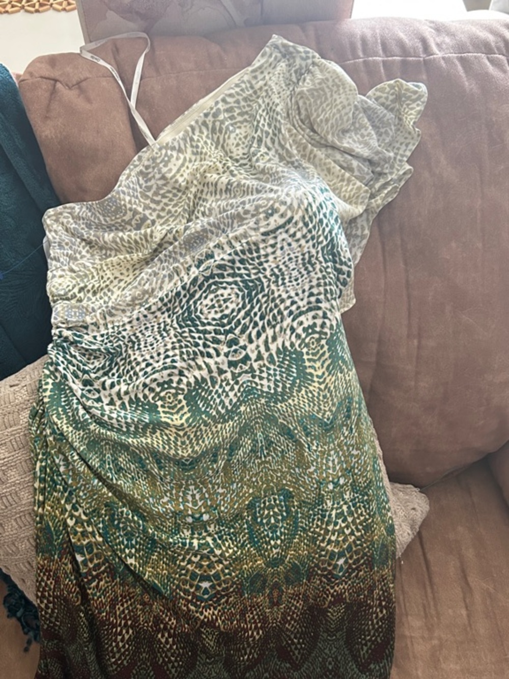 Calvin Klein Cream and Brown Animal-Print Dress